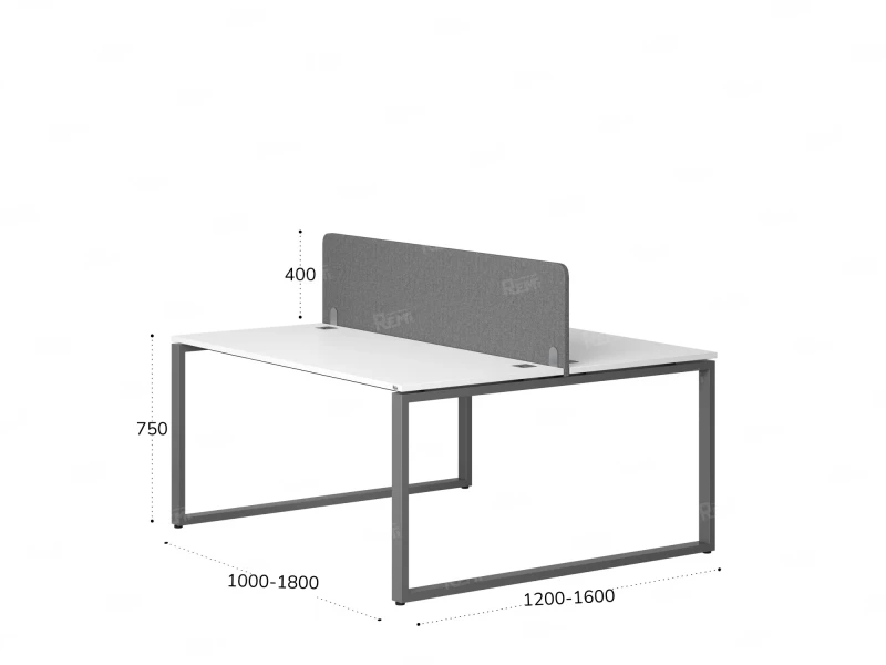 Бенч-система, 2 рабочих места, с одним тканевым экраном 1800x1200x750 RM169-1-18x12 Белый/Серый