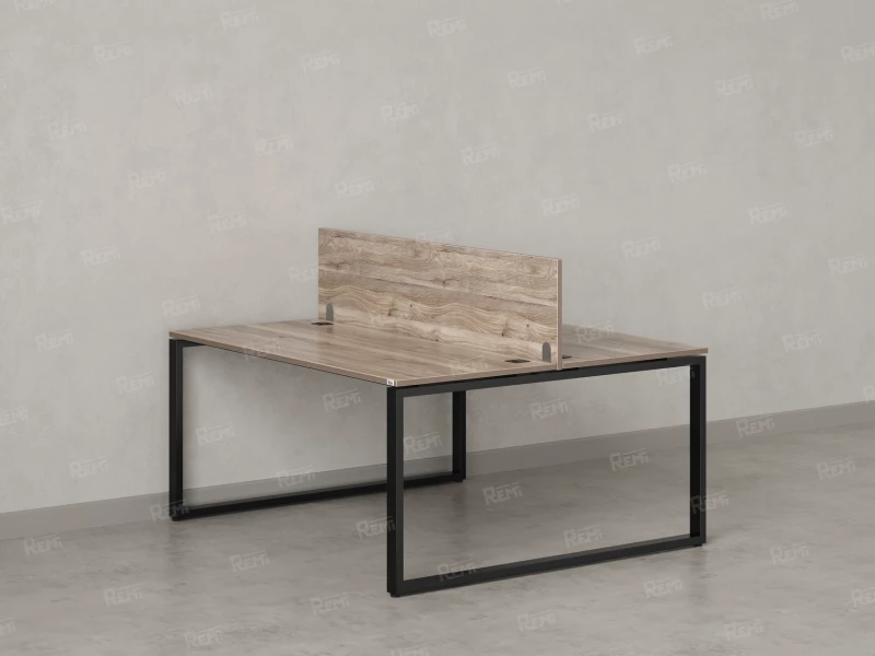 Бенч-система, 2 рабочих места, с одним экраном ЛДСП 1200x1200x750 RM169-2-12x12 Дуб Маувелла/Черный