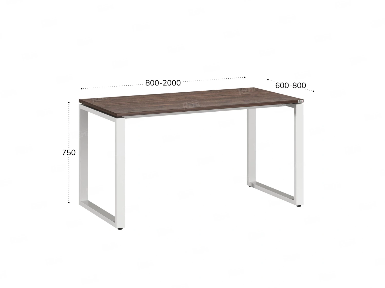 Стол прямой на O-образных опорах 1800x800x750 RM002-18x8 Дуб Апрельский шоколад/Белый