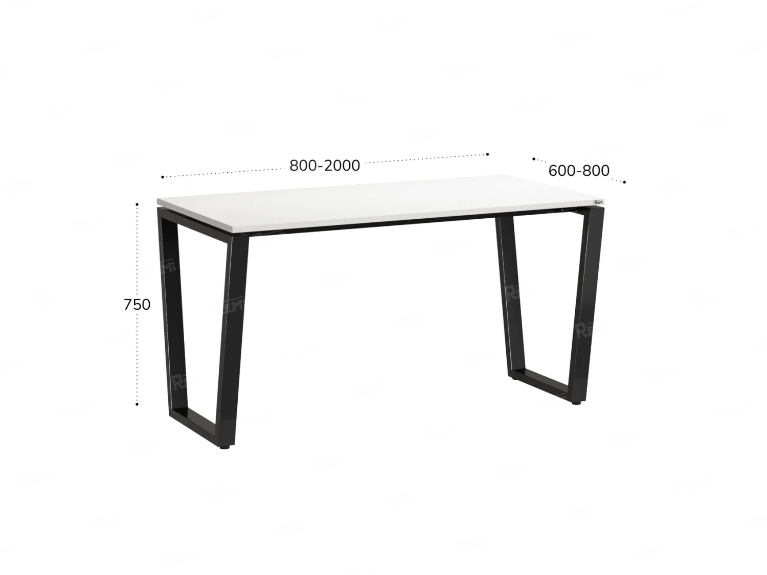 Стол прямой на U-образных опорах 1000x600x750 RM003-10x6 Белый/Черный