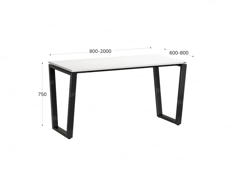 Стол прямой на U-образных опорах 1000x600x750 RM003-10x6 Белый/Черный