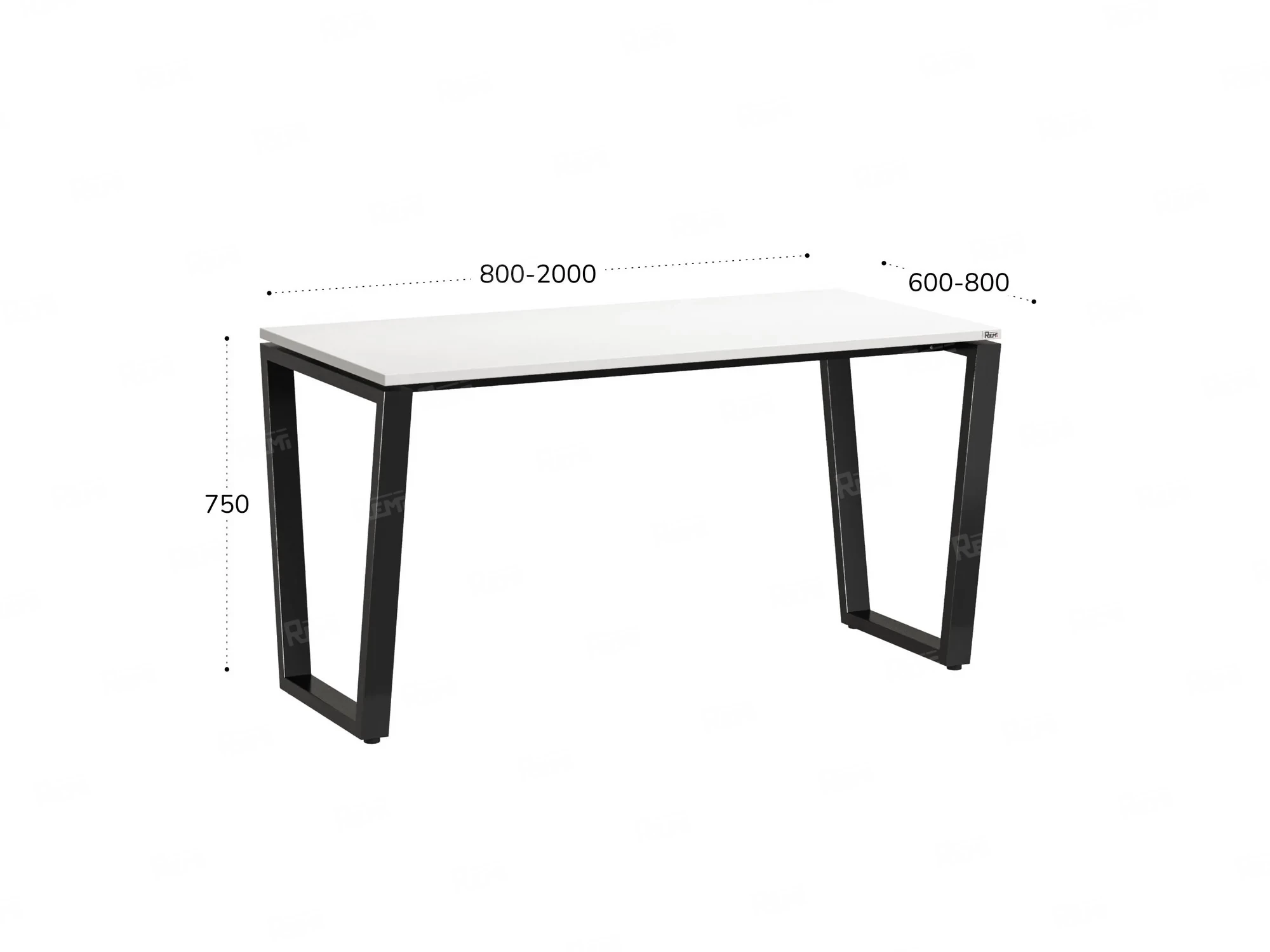 Стол прямой на U-образных опорах 800x800x750 RM003-8x8 Белый/Черный