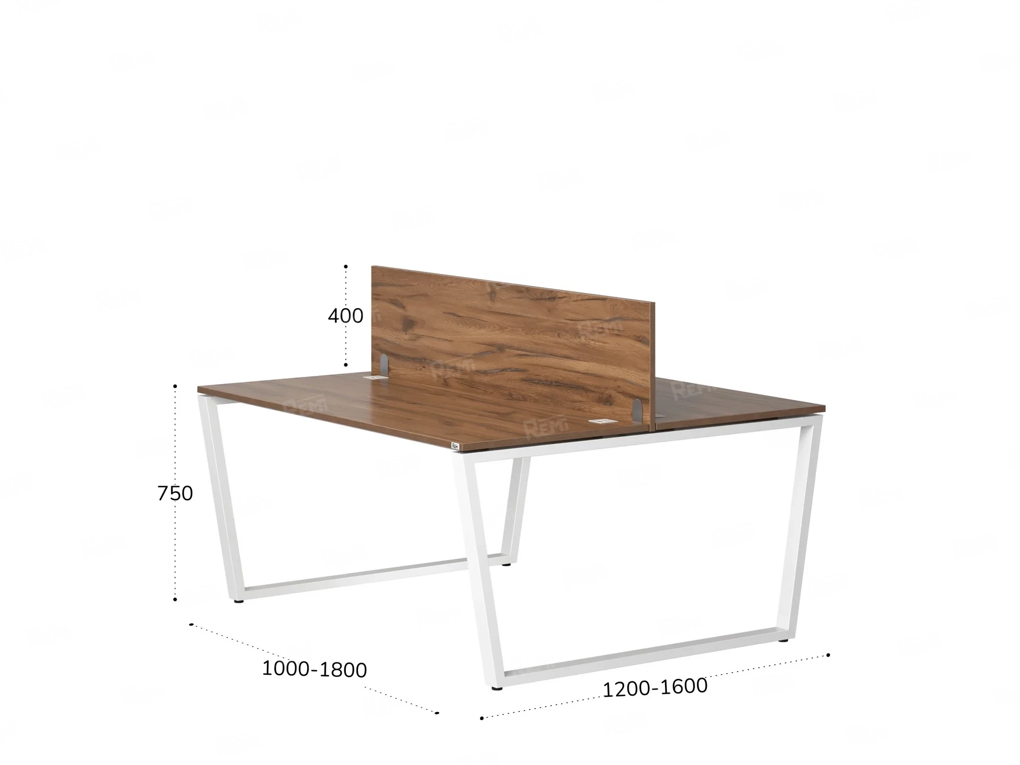 Бенч-система, 2 рабочих места, с одним экраном ЛДСП 1200x1200x750 RM172-2-12x12 Дуб Юстус/Белый