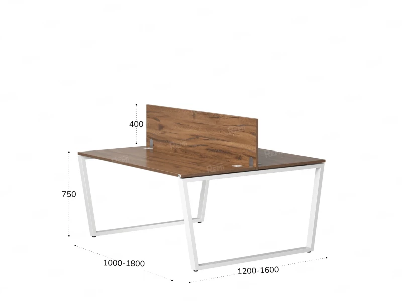 Бенч-система, 2 рабочих места, с одним экраном ЛДСП 1200x1200x750 RM172-2-12x12 Дуб Юстус/Белый