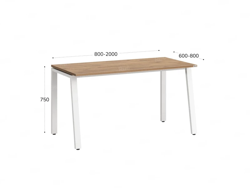 Стол прямой на Л-образных опорах 1200x800x750 RM004-12x8 Дуб Юстус/Белый