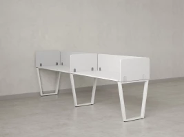 Бенч-система в 1 ряд, 2 рабочих места 5 тканевых экранов 2700x600x750 RM174-1-27x6 Белый/Белый