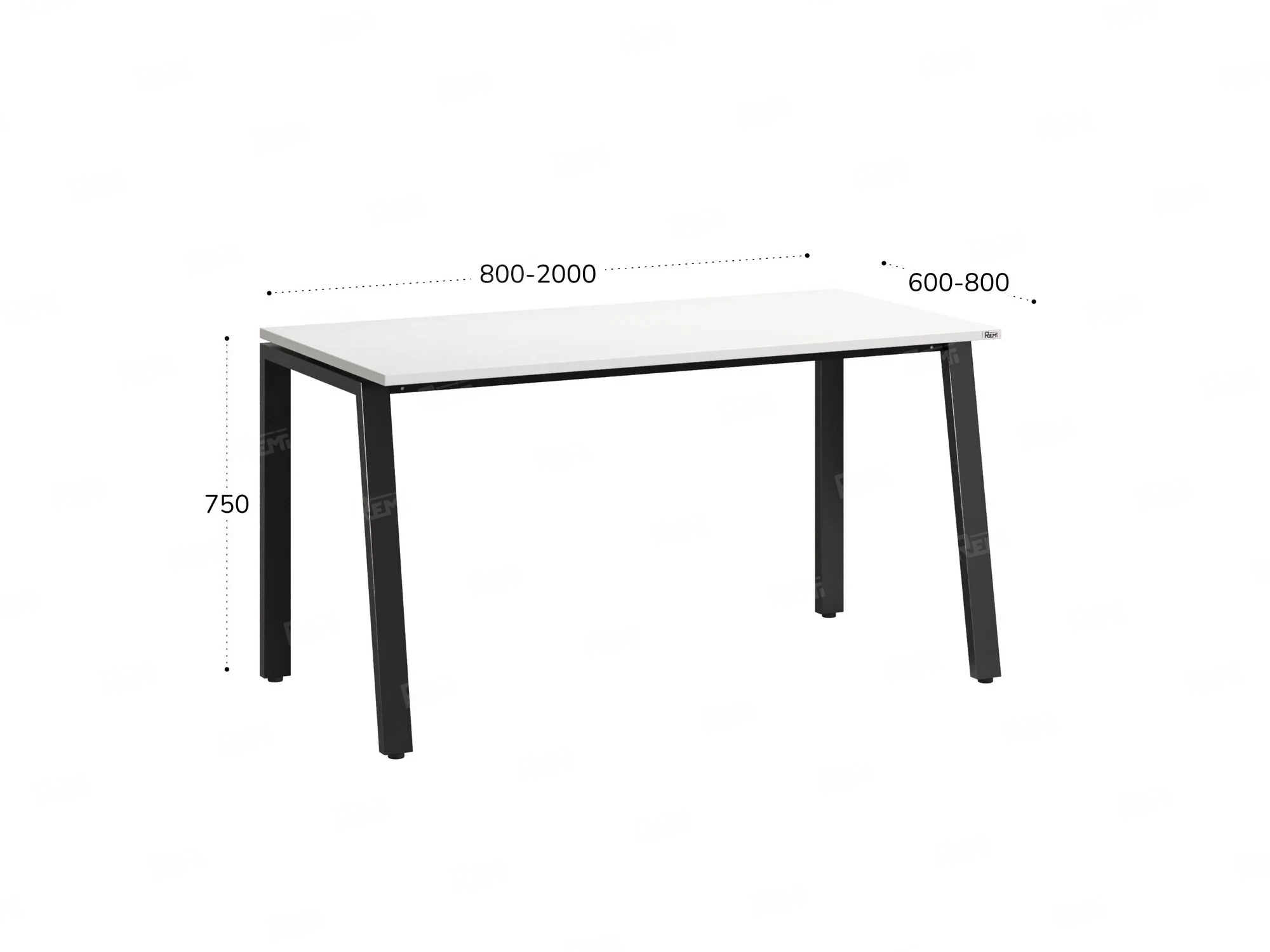 Стол прямой на Л-образных опорах 800x700x750 RM004-8x7 Белый/Черный