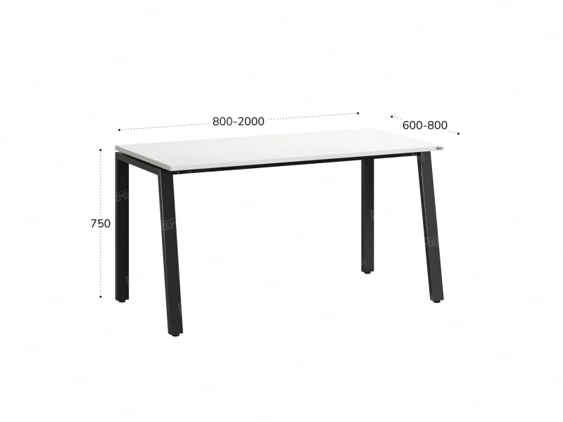 Стол прямой на Л-образных опорах 800x700x750 RM004-8x7 Белый/Черный