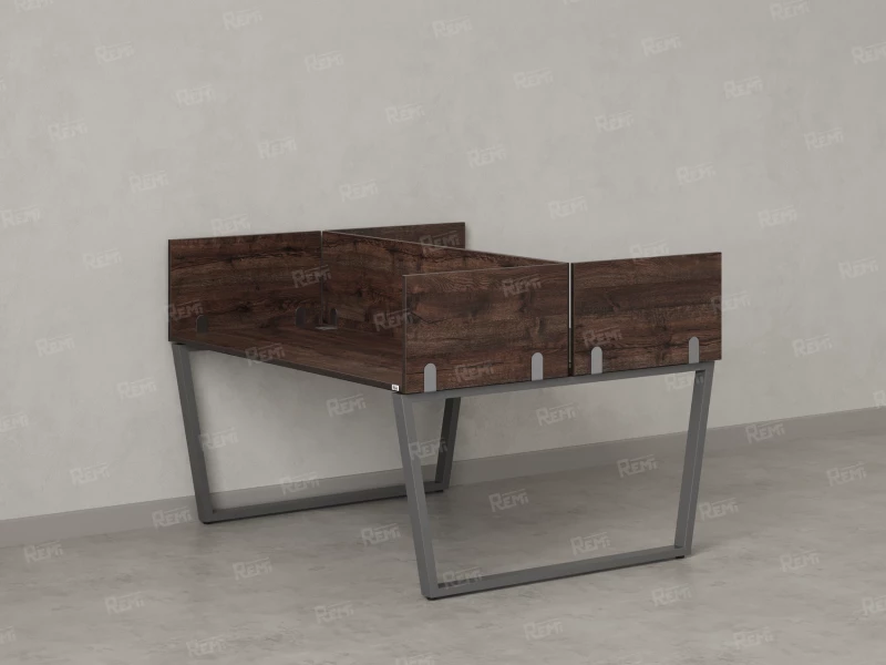 Бенч-система, 2 рабочих места, 5 ЛДСП экранов 1000x1200x750 RM172-4-10x12 Дуб Апрельский шоколад/Серый