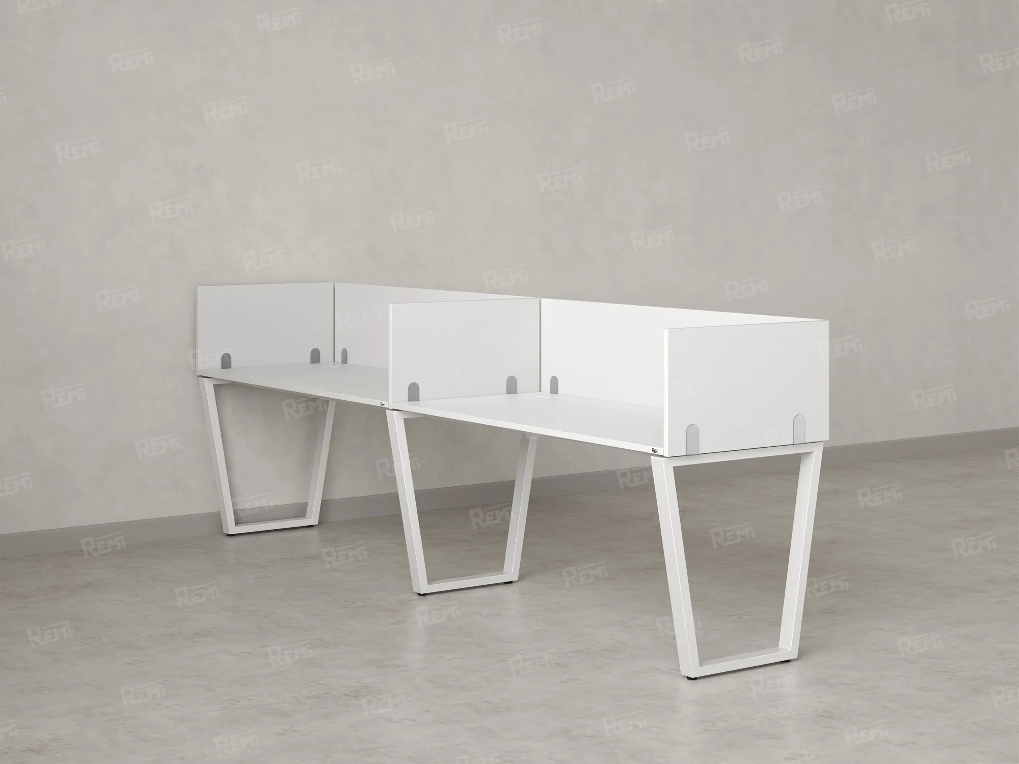 Бенч-система в 1 ряд, 2 рабочих места 5 ЛДСП экранов 3200x800x750 RM174-2-32x8 Белый/Белый