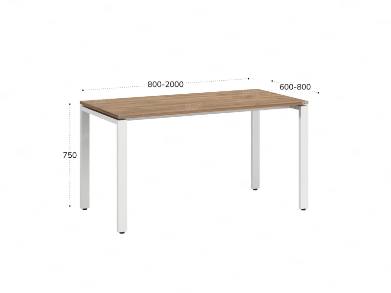 Стол прямой на П-образных опорах 1200x600x750 RM001-12x6 Дуб Юстус/Белый
