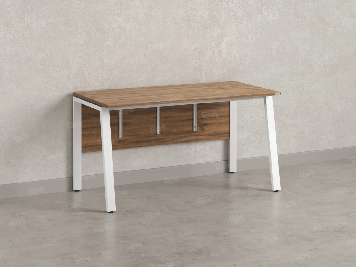 Стол прямой, Л-опора, экран ЛДСП,парящая стол-ца 1000x700x750 RM009-10x7 Дуб Юстус/Белый