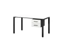 Стол прямой с подвесной тумбой 2 ящика, П-опора 1600x600x750 RM039-16x6 Белый/Черный