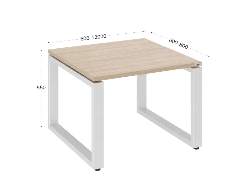 Журнальный стол с полкой 700x800x550 RM182-7x8 Вяз Швейцарский светлый/Белый