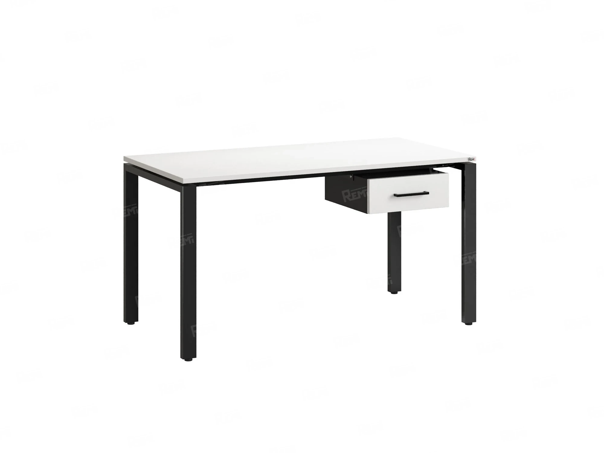 Стол прямой с подвесной тумбой, П-опора 1600x800x750 RM038-16x8 Белый/Черный