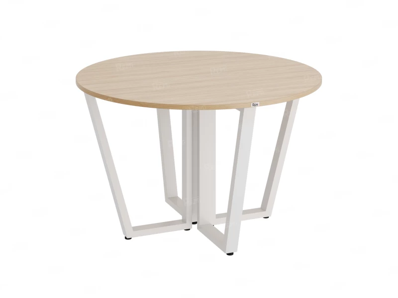 Круглый стол на U-образных опорах 1200x1200x750 RM188-12x12 Вяз Швейцарский светлый/Белый