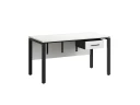 Стол прямой, подвесная тумба, ЛДСП экран, П-опора 1600x800x750 RM030-16x8 Белый/Черный
