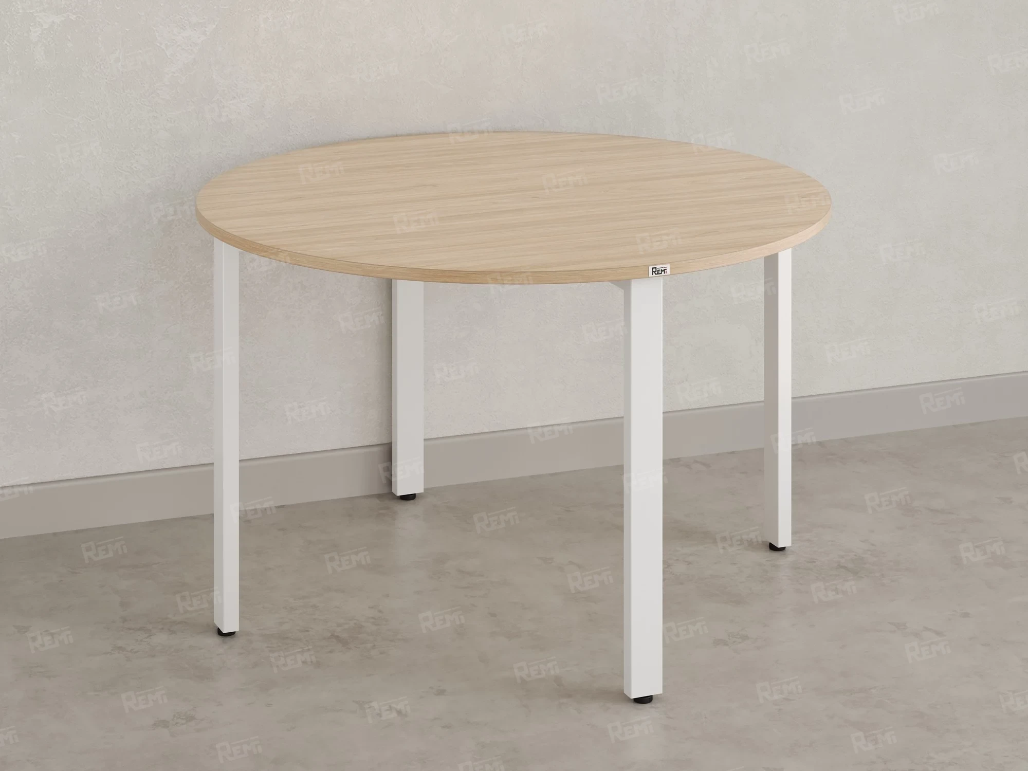 Круглый стол на П-образных опорах 1600x1600x750 RM186-16x16 Вяз Швейцарский светлый/Белый