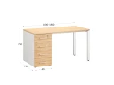 Стол прямой с тумбой на П-образных опоре, левый 1800x700x750 RM102-18x7 Вяз Швейцарский светлый/Белый
