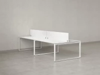 Бенч-система, 4 рабочих места, на О-образных опорах, 2 ЛДСП экранов 3200x1600x750 RM170-4-16x16 Белый/Белый