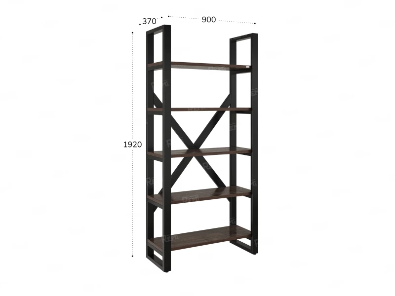 Стеллаж, 5 уровней 900x370x1920 RM131-90x37 Дуб Апрельский шоколад/Черный