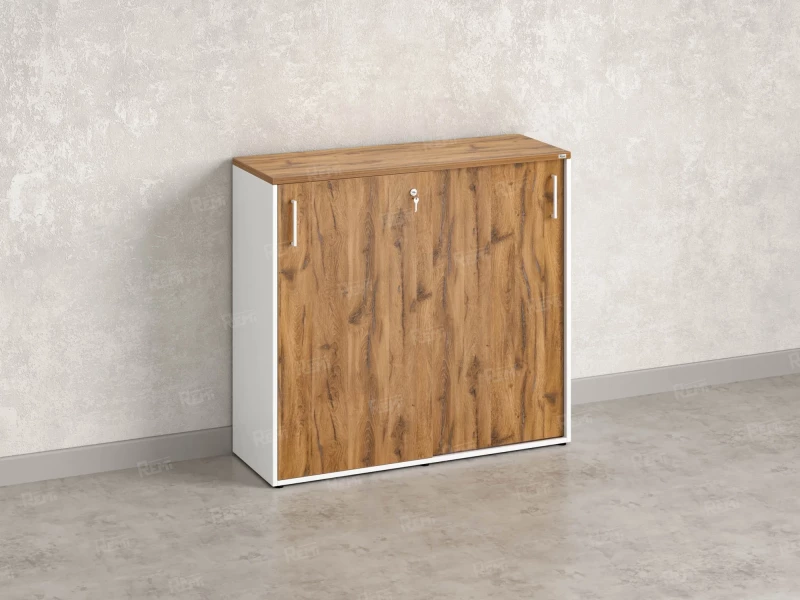 Шкаф-купе низкий, 3 полки, на регулируемых опорах 1200x420x1100 RM129-120x42 Дуб Юстус/Белый