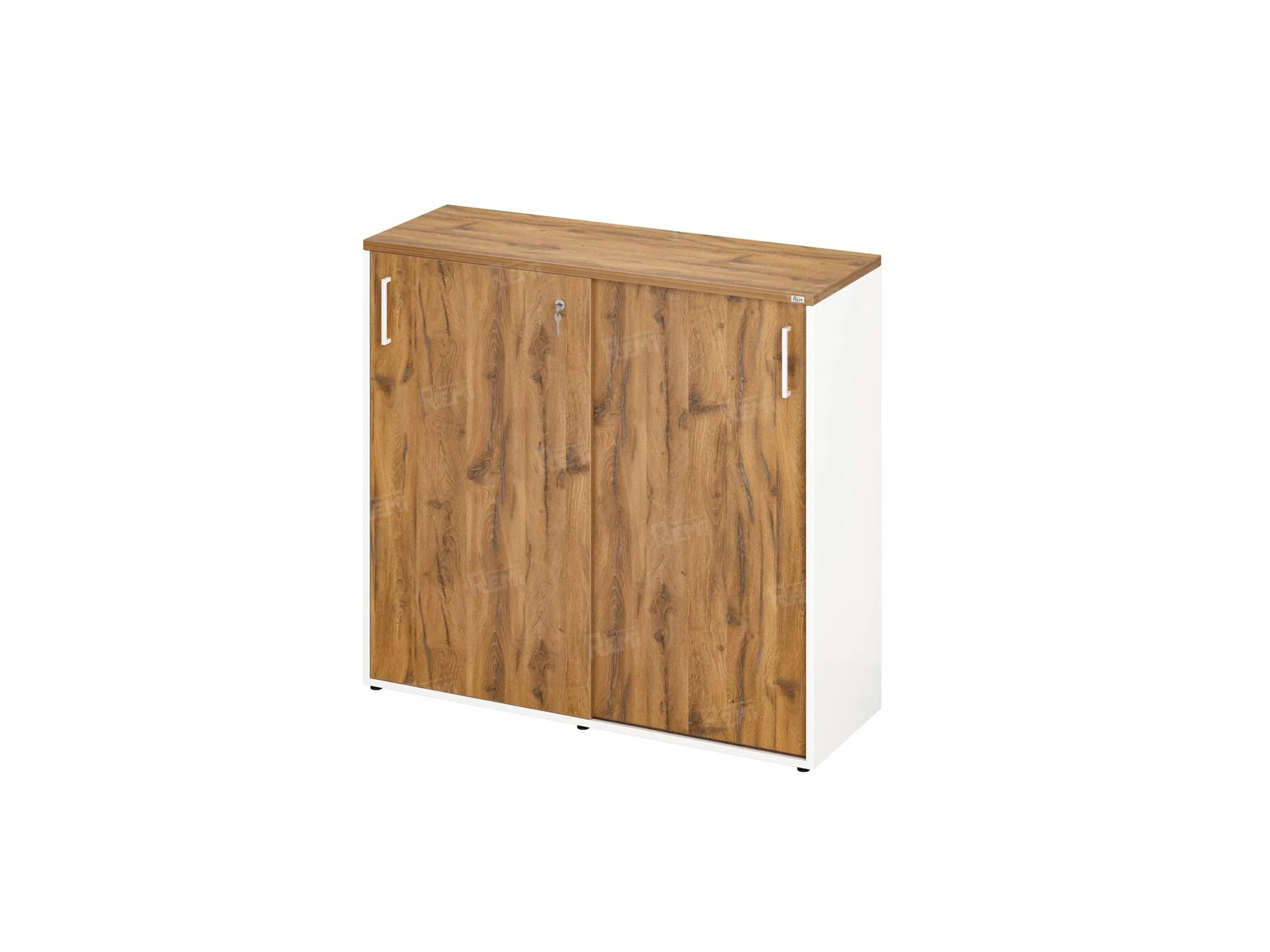 Шкаф-купе низкий, 3 полки, на регулируемых опорах 1200x420x1100 RM129-120x42 Дуб Юстус/Белый