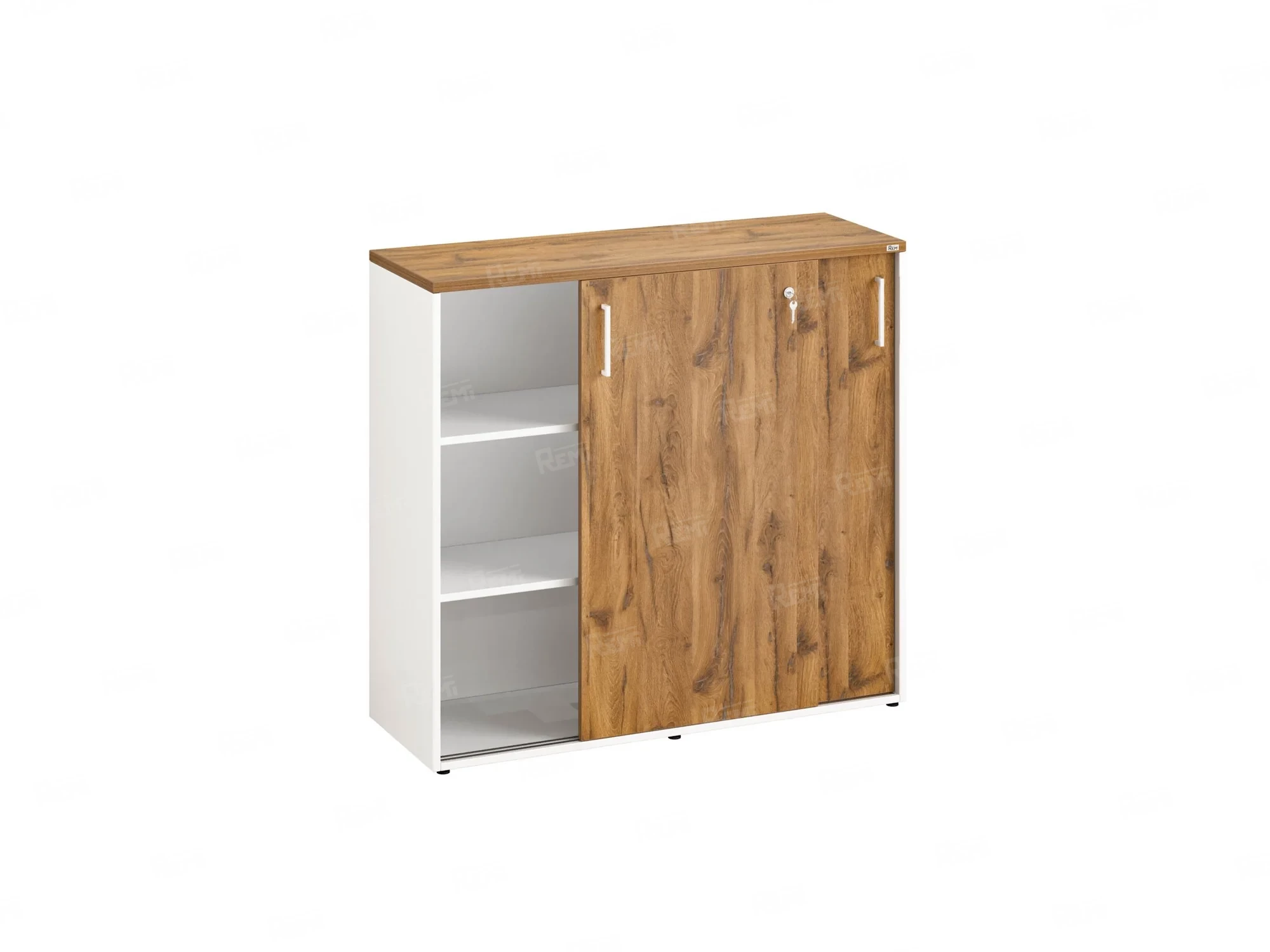 Шкаф-купе низкий, 3 полки, на регулируемых опорах 1200x420x1100 RM129-120x42 Дуб Юстус/Белый