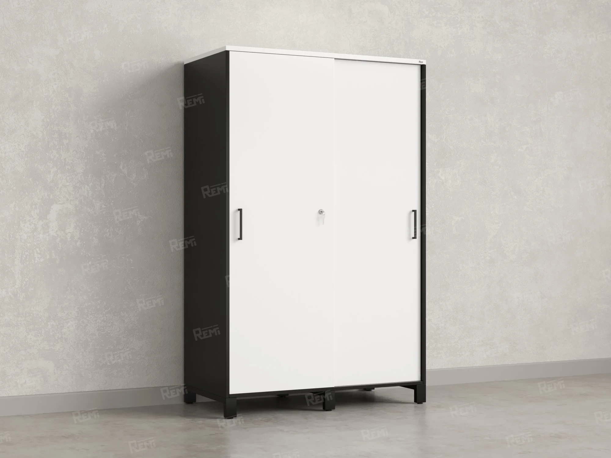 Шкаф-купе, штанга, 1 полка 1200x600x1900 RM163-90x60 Белый/Черный