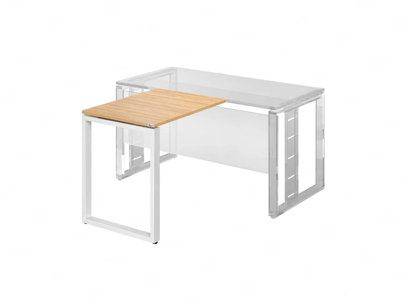 Брифинг прямой, с парящей столешнецей, на О-образном каркасе 1500x600x750 RM072-15x6 Вяз Швейцарский светлый/Белый