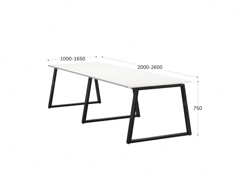 Cтол для переговоров, на A-обазном каркасе 2500x1450x750 RM083-250x145 Белый/Черный