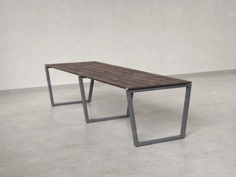Cтол для переговоров, на V-обазном каркасе 2200x1400x750 RM082-220x140 Дуб Апрельский шоколад/Серый