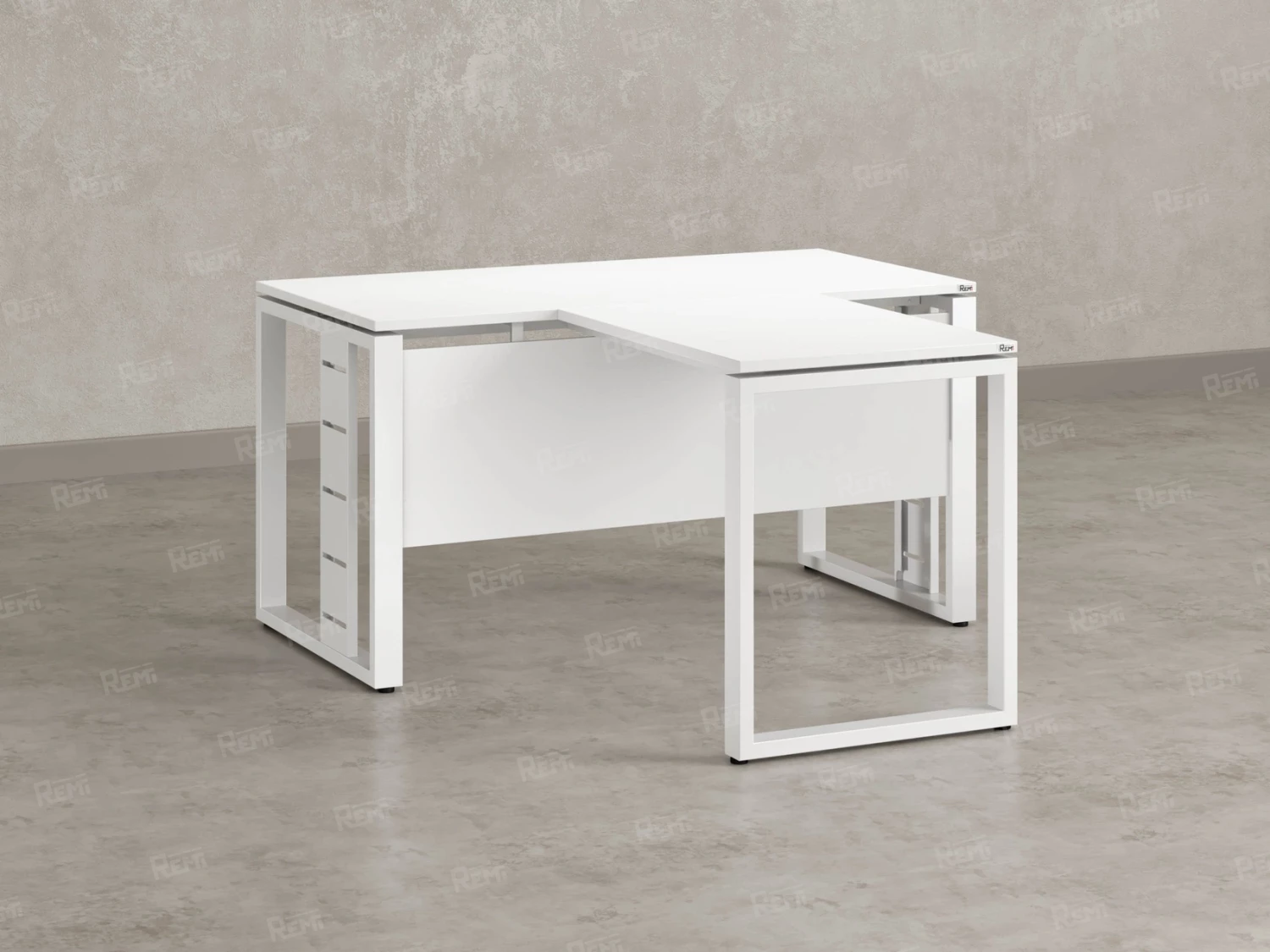 Стол с брифингом с парящей столешницей на О-образных опорах с экраном ЛДСП RM045-16x9 1600x2500x750 Белый/Белый