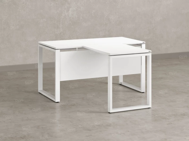 Стол с брифингом с парящей столешницей на О-образных опорах с экраном ЛДСП RM045-16x9 1600x2500x750 Белый/Белый