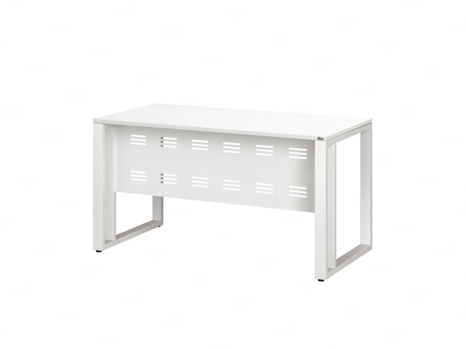 Стол прямой на О-образных опорах с металлическим экраном 1200x700x750 RM042-12x7 Белый/Белый