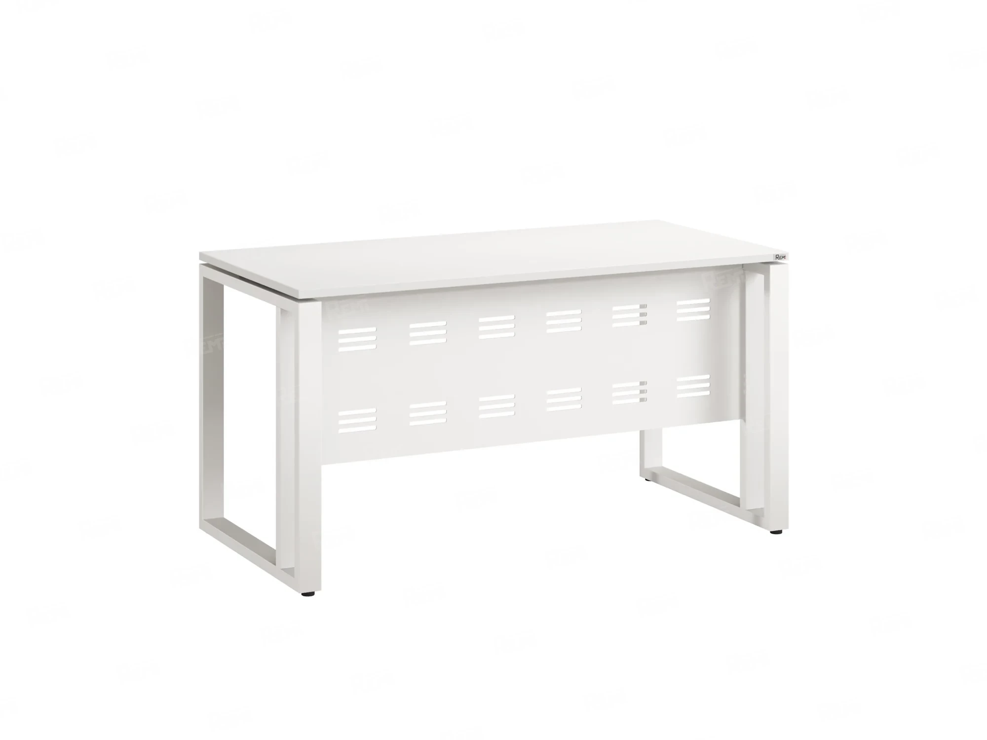 Стол прямой на О-образных опорах с металлическим экраном 1200x700x750 RM042-12x7 Белый/Белый