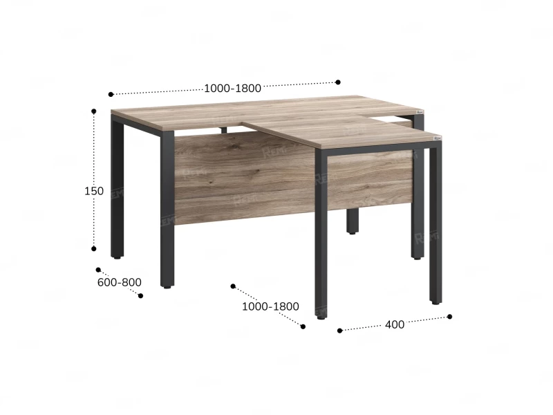 Стол с брифингом на П-образных опорах с экраном ЛДСП RM044-18x6 1800x2400x750 Дуб Маувелла/Серый