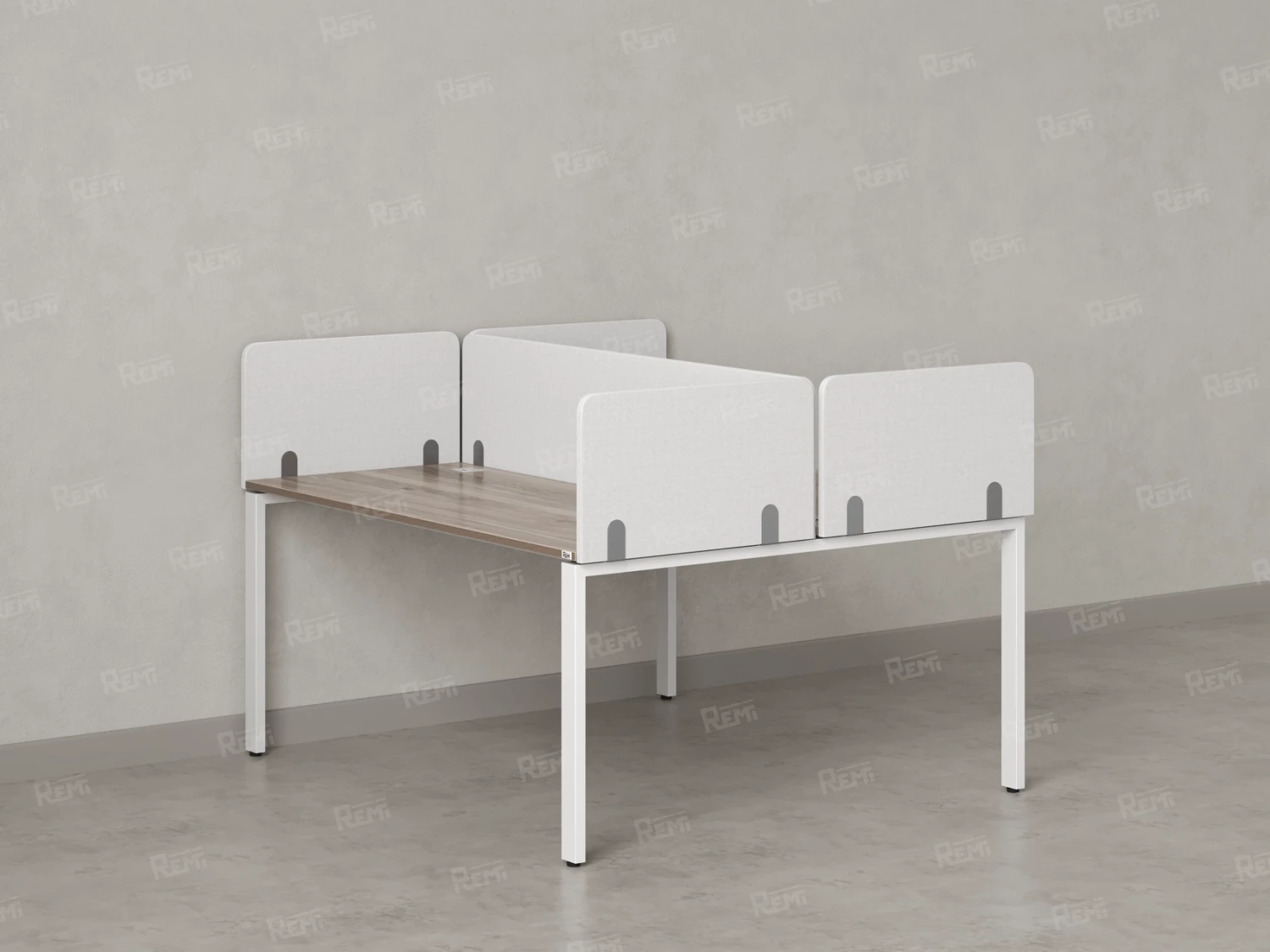 Бенч-система, 2 рабочих места, на П-образных опорах, 5 тканевых экрана 1800x1200x750 RM165-3-18x12 Дуб Маувелла/Белый