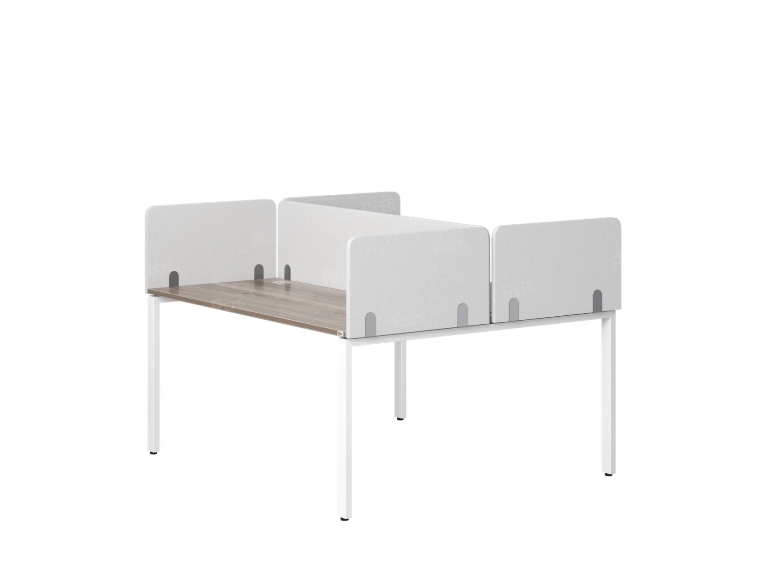 Бенч-система, 2 рабочих места, на П-образных опорах, 5 тканевых экрана 1800x1200x750 RM165-3-18x12 Дуб Маувелла/Белый