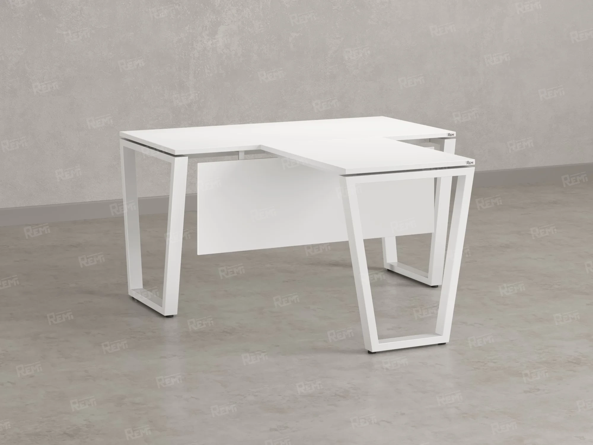 Стол с брифингом с парящей столешницей на U-образных опорах с экраном ЛДСП RM047-16x8 1600x2400x750 Белый/Белый