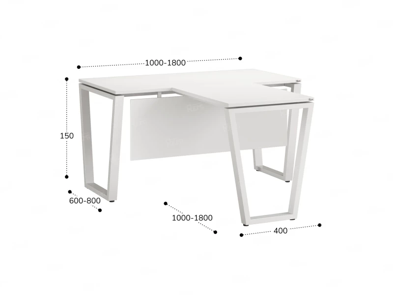 Стол с брифингом с парящей столешницей на U-образных опорах с экраном ЛДСП RM047-16x8 1600x2400x750 Белый/Белый
