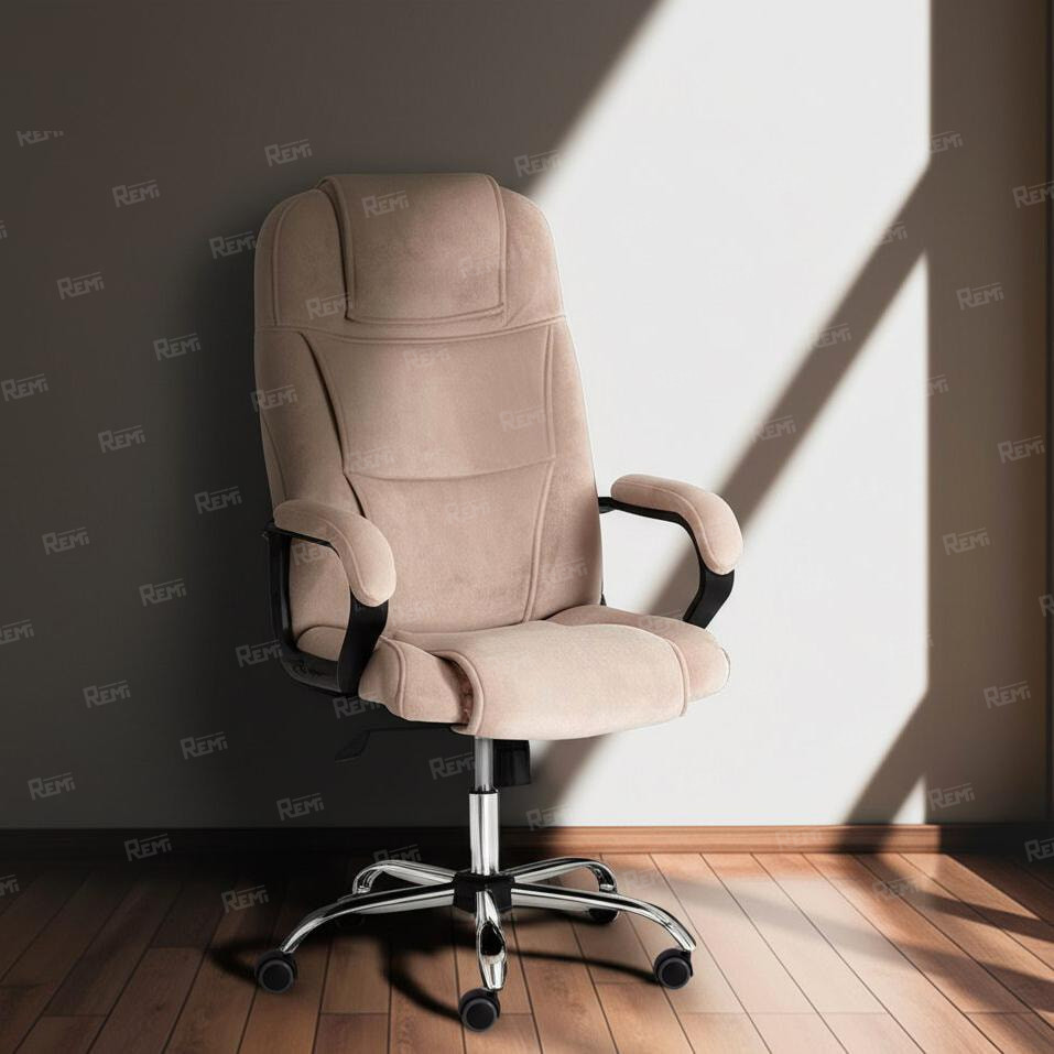 Кресло BERGAMO хром Бежевый/Бежевый, Флок (арт. 19371)