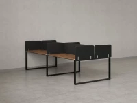 Бенч-система, 4 рабочих места, на О-образных опорах, 8 тканевых экранов 2000x1200x750 RM170-1-10x12 Дуб Юстус/Черный