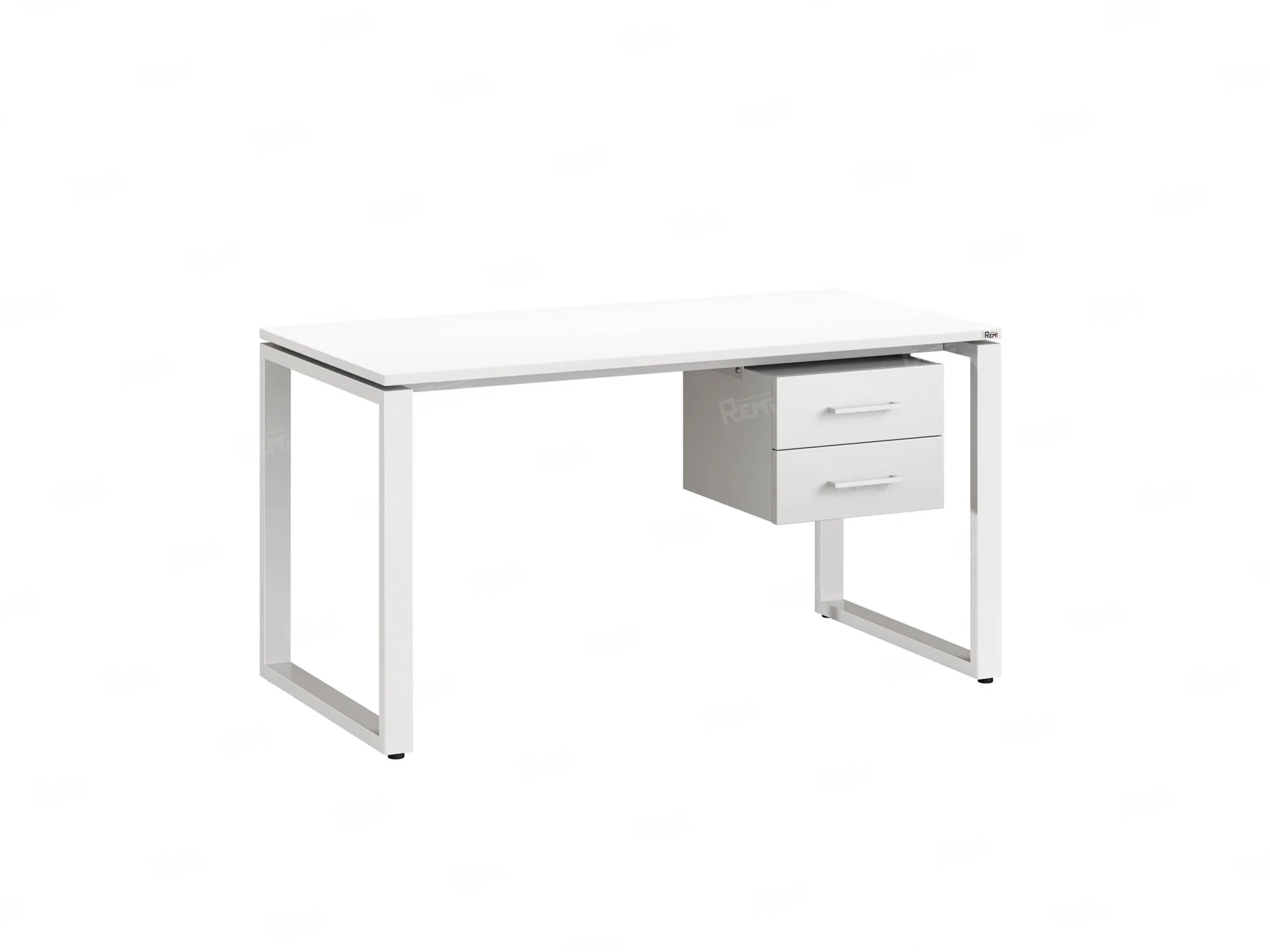Стол прямой с подвесной тумбой 2 ящика, О-опора 1800x800x750 RM037-18x8 Белый/Белый