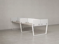 Бенч-система, 4 рабочих места, на U-образных опорах, 8 тканевых экранов 3600x1200x750 RM173-1-18x12 Дуб Маувелла/Белый