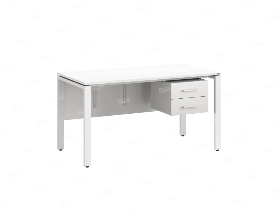 Стол прямой, подвесная тумба, ЛДСП экран, П-опора 1800x600x750 RM031-18x6 Белый/Белый