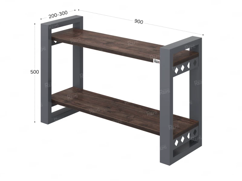 Полка настенная 900x200x500 RM194-90x20 Дуб Апрельский шоколад/Серый