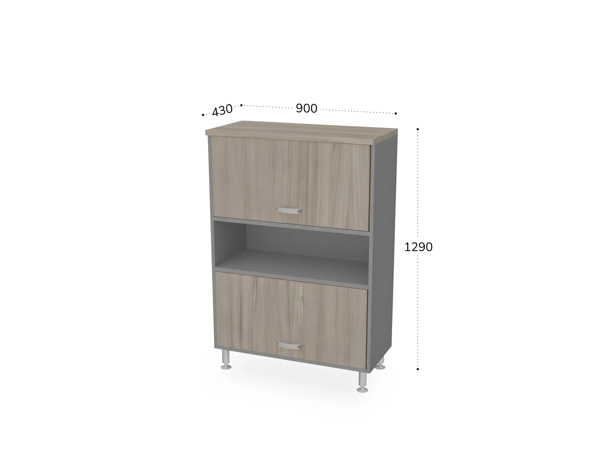 BRL RB055-90х43 Шкаф с двумя лифт-дверями 900х430х1290 Шорвуд/Серый вулканический