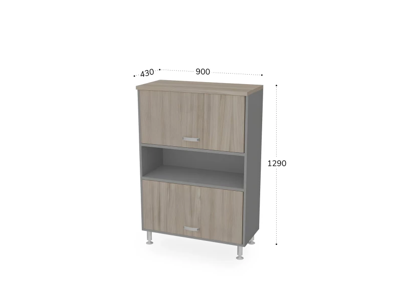 BRL RB055-90х43 Шкаф с двумя лифт-дверями 900х430х1290 Шорвуд/Серый вулканический