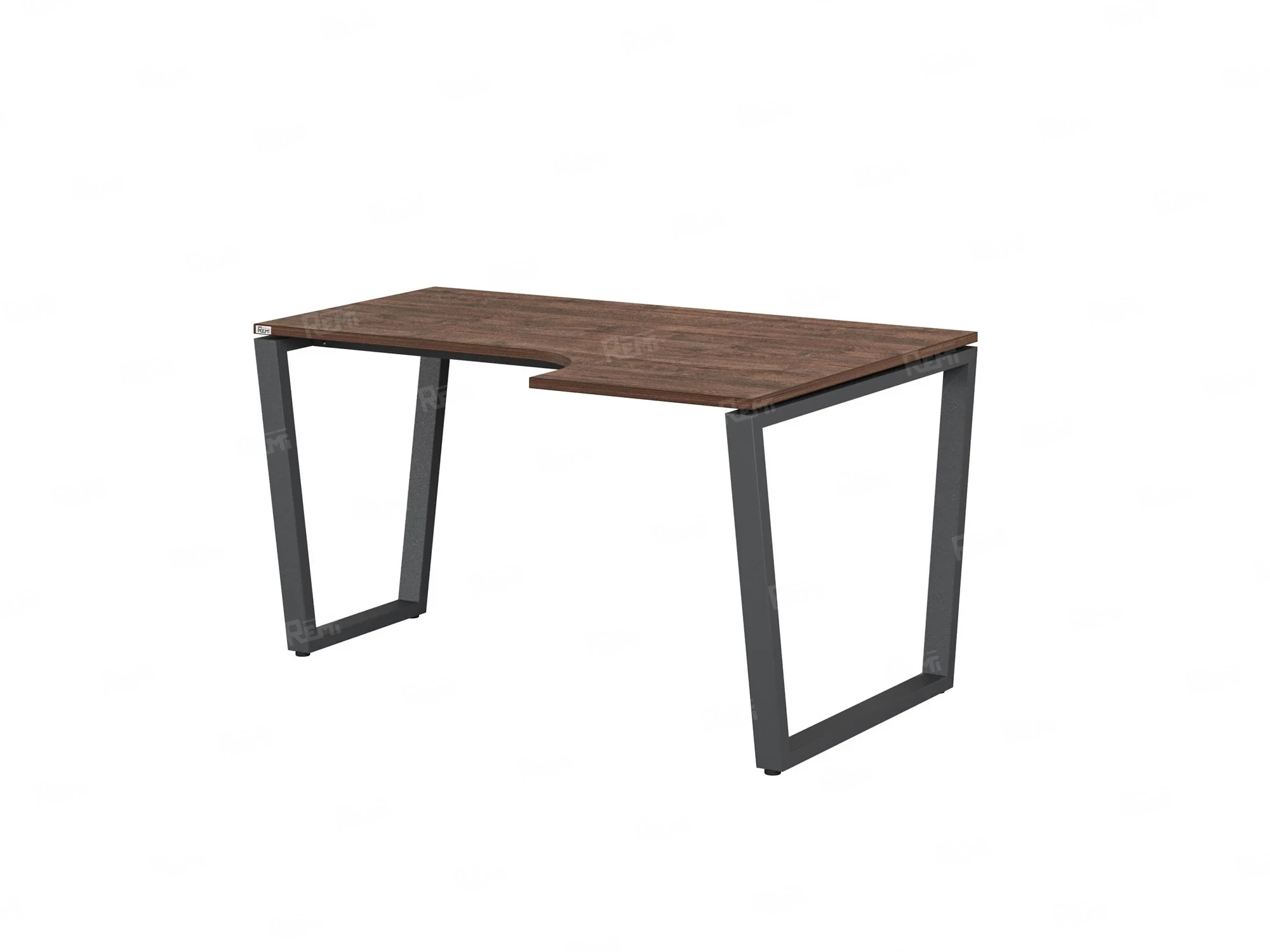 Стол угловой, U-опора, правый 1400x800/1000x750, RM050-14x8-10 Дуб Апрельский шоколад/Серый